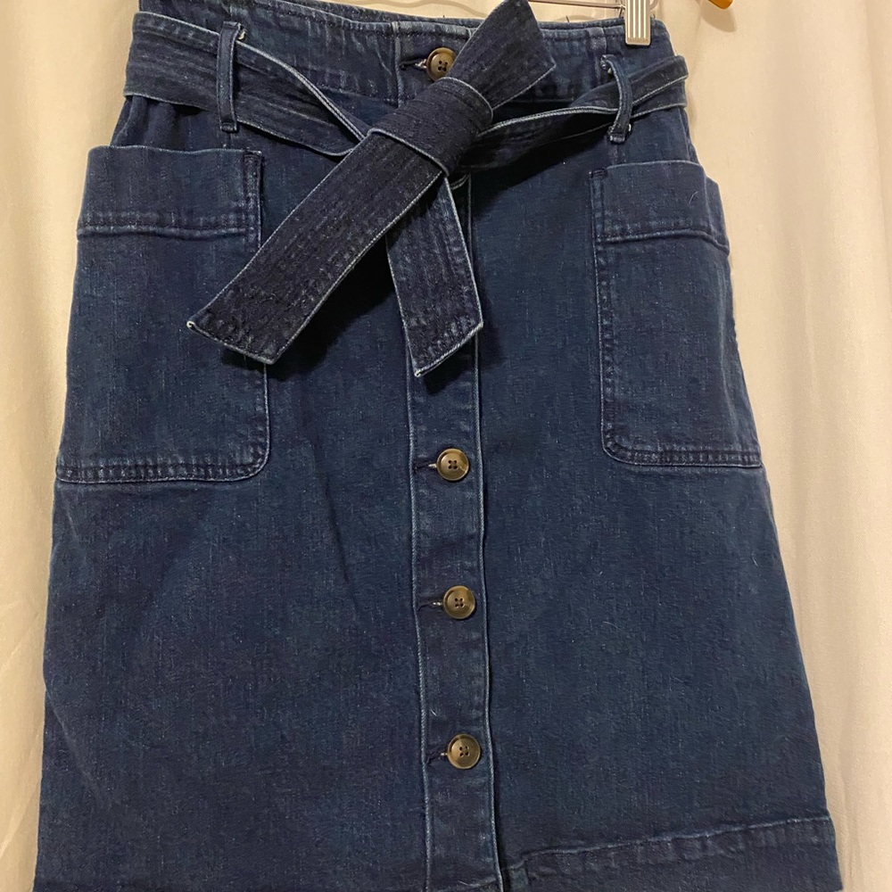 Button down denim mini skirt